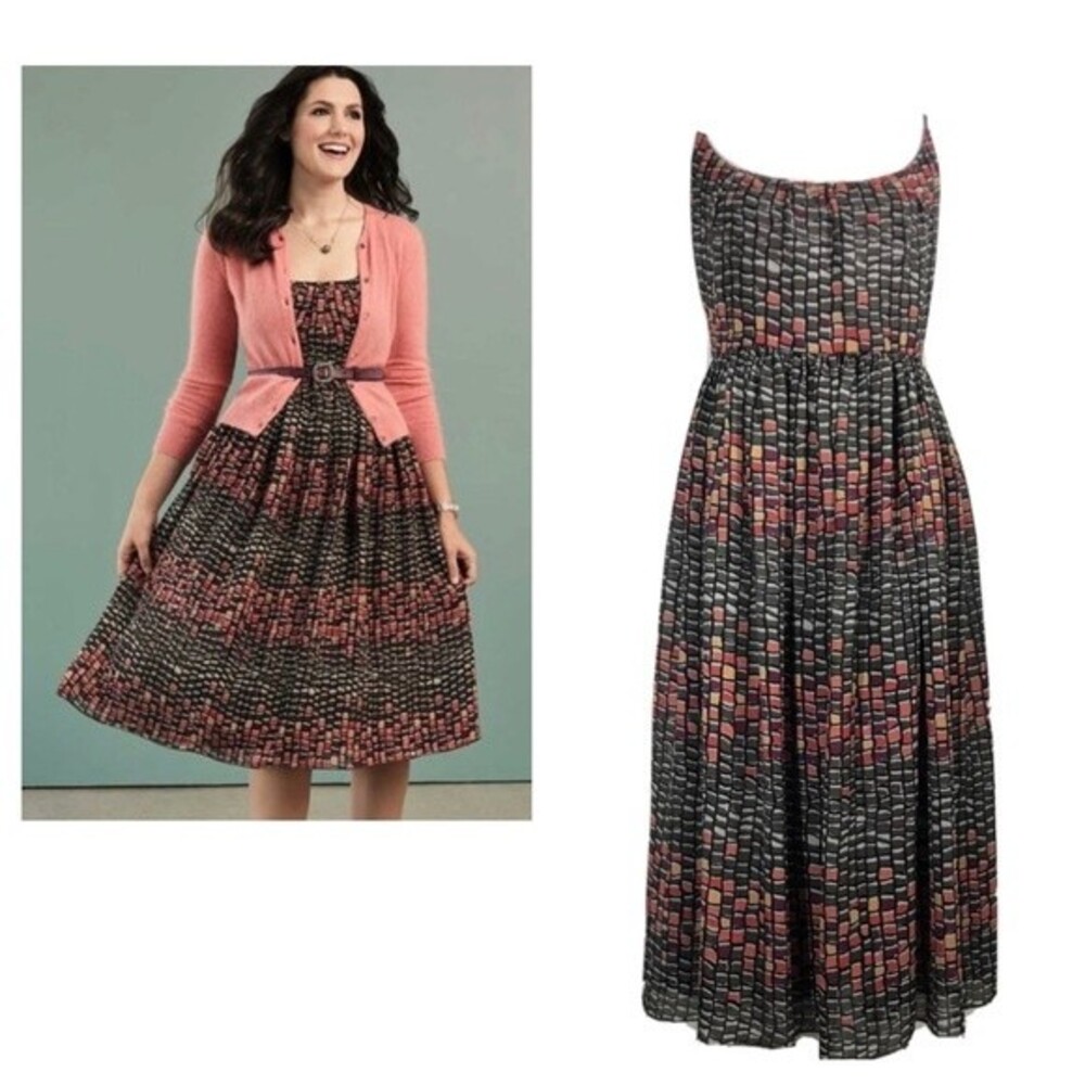 Fossil beautiful colors geometric print midi dress size 2